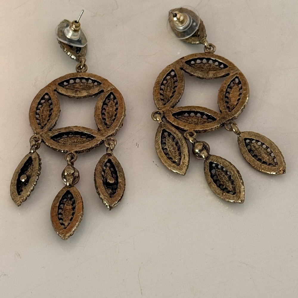 Statement Dangle Multicolor Rhinestone Earrings - image 3